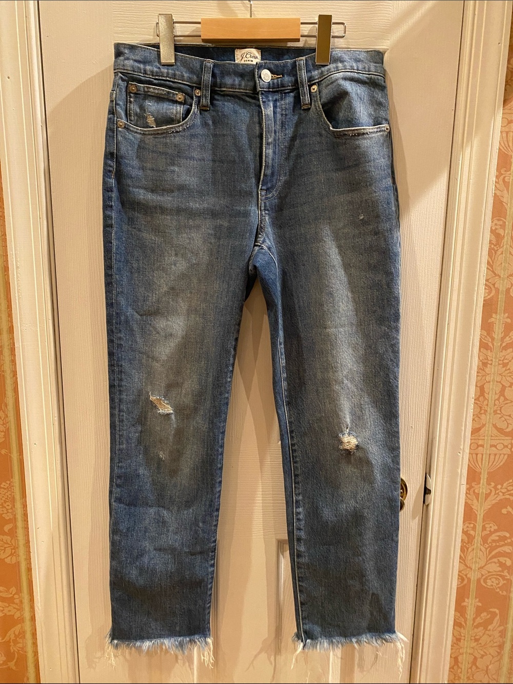 J. Crew Women’s “Slim Boyfriend” Distressed Blue Jeans